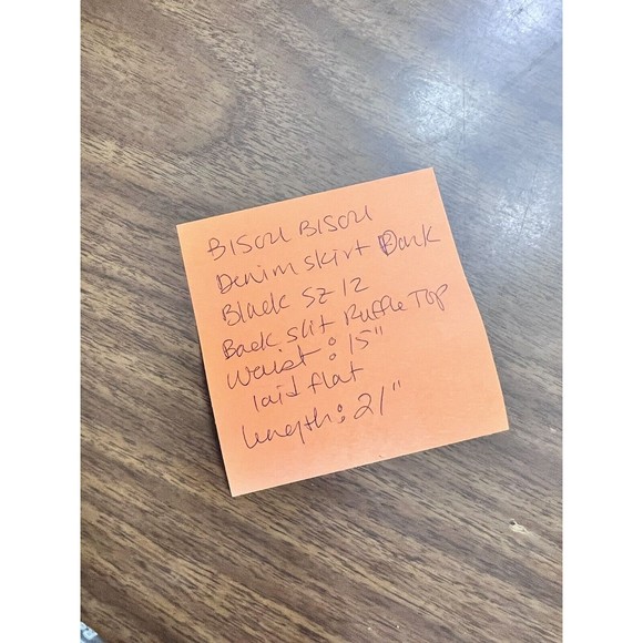 Bisou Bisou Denim Straight Ruffles Knee Length Pencil Skirt Women Size 12 Slit - Picture 10 of 10